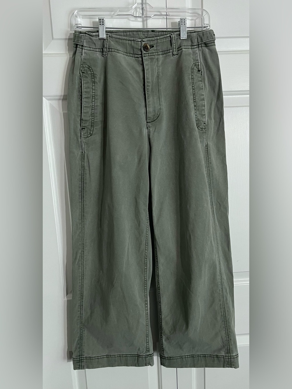 Old Navy Womens Light Olive Green Khaki Wide-Leg Chinos